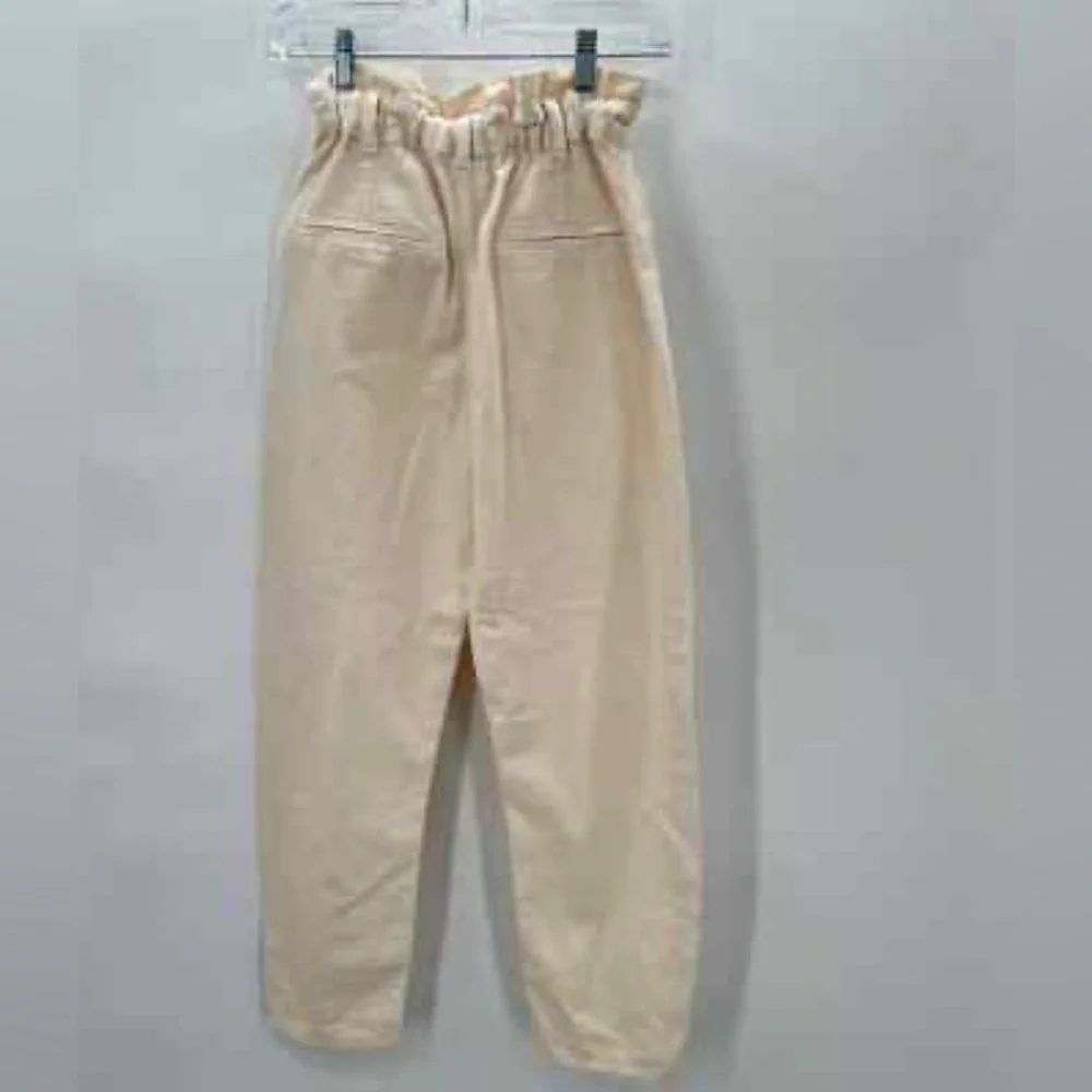Zara White Paperbag Waist Trousers Jeans Size 10 - Picture 7 of 12
